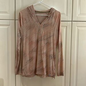 Smartwool lightweight long sleeve hooded pullover.